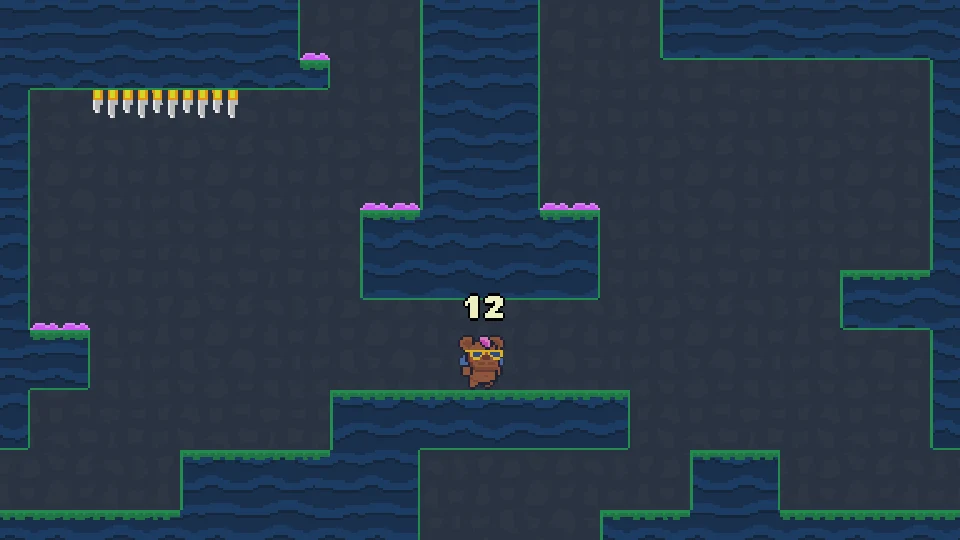 Bear beneath the initial twelve-move count in a blue cave