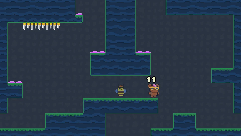 Bear at the starting platform edge with eleven moves remaining