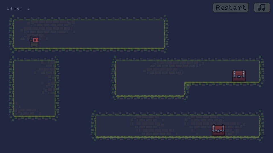 Upper enclosure and three separated lower spaces in the first room