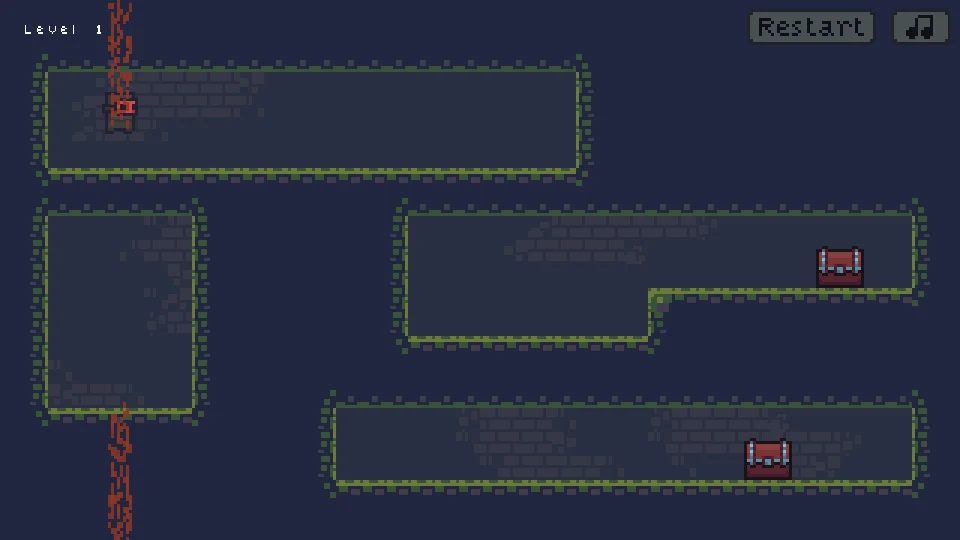 Red dash trail at the bottom and top of the same left-hand column