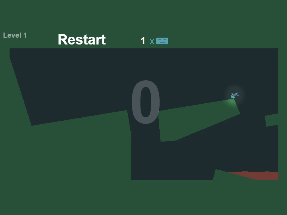 Robot still moving on the far ramp with zero launches and Restart visible