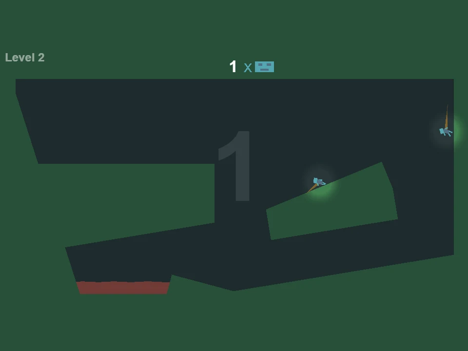 Two robots in the second room with a one-robot target