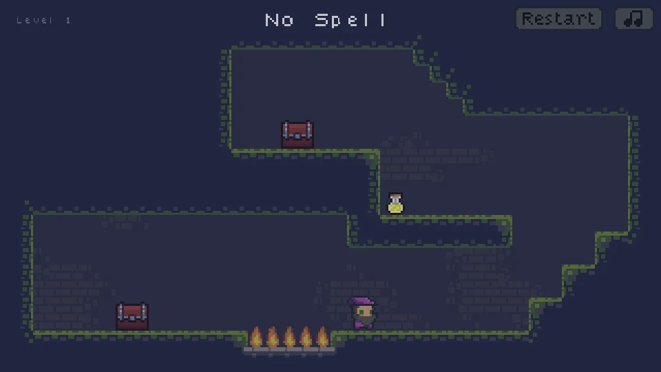 No Spell label above the mage, DJ bottle and two chests