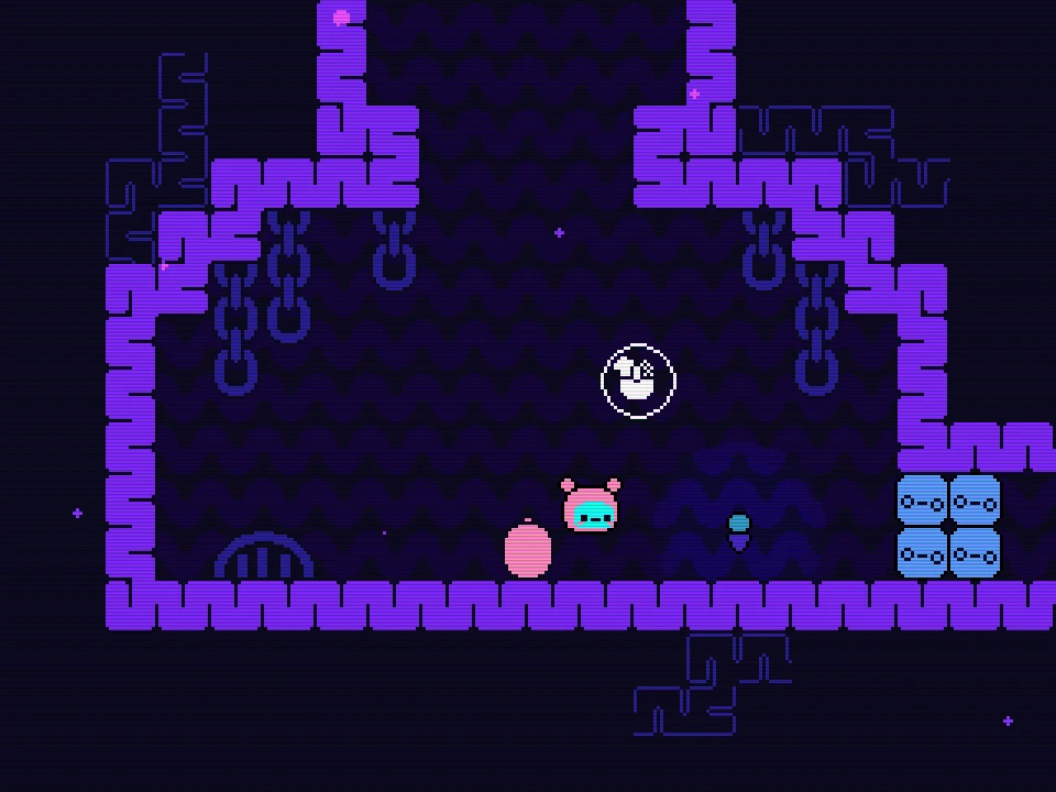 Pink body bomb left of the separated head on safe floor