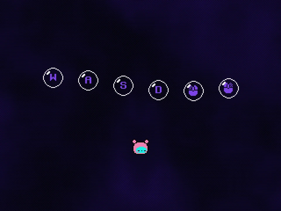 Interactive movement and mouse prompts above the Öoo creature